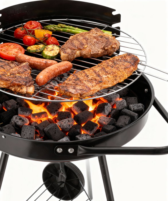 Inde Barbacoa Redonda de Carbón Bbq, 41 cm de Diámetro, Dimensiones Totales 44.4 x 13.6 x 43.6 cm (2 Unidades)