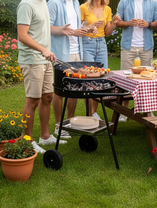 Inde Barbacoa Redonda de Carbón Bbq, 41 cm de Diámetro, Dimensiones Totales 44.4 x 13.6 x 43.6 cm (2 Unidades)