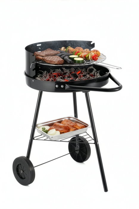 Inde Barbacoa Redonda de Carbón Bbq, 41 cm de Diámetro, Dimensiones Totales 44.4 x 13.6 x 43.6 cm (2 Unidades)
