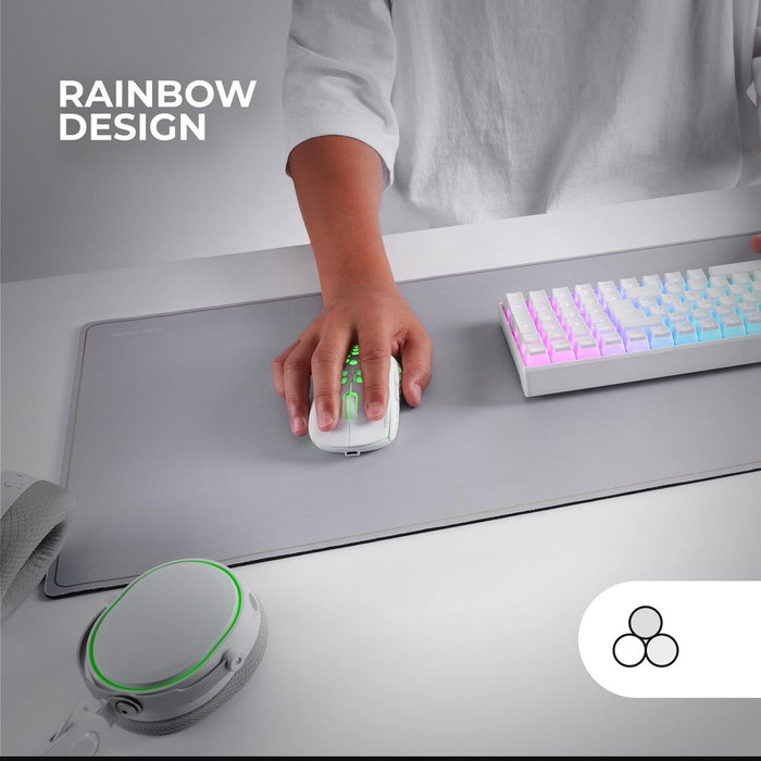 Mars Gaming MMP224W Alfombrilla XXL Blanca con Borde Rainbow