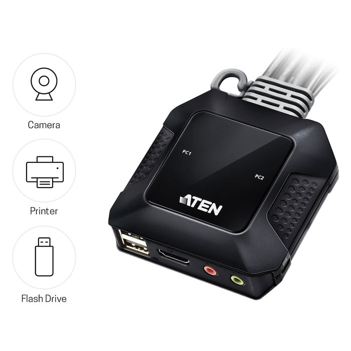 ATEN CS22H Interruptor KVM HDMI 4K 2 Puertos USB para Control de 2 Ordenadores