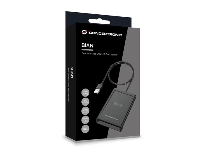 Conceptronic Smart-ID Kartenleser USB-A negro, doble interfaz