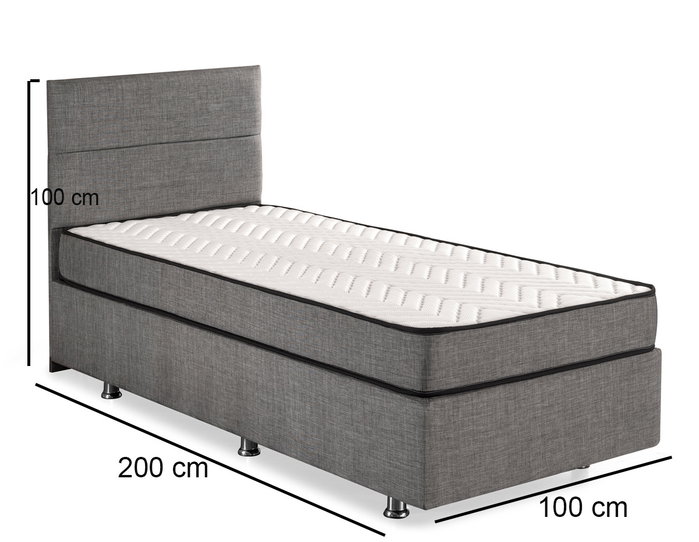 Hanah Home Somier y Cabecero Individual Gris 100x200cm