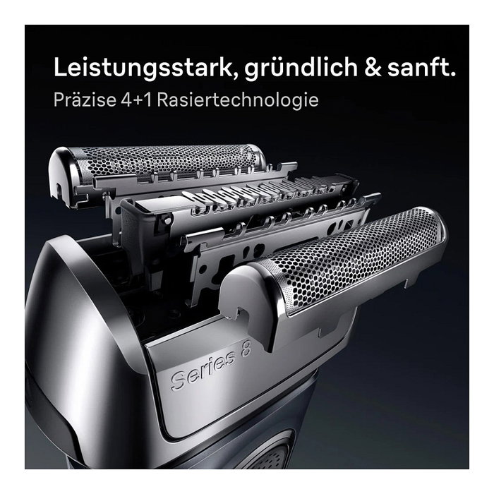 Braun Series 8 Cabezal de Afeitado Recambio 3 Hojas, Negro Acero Inoxidable, 83M, Compatible con Series 8