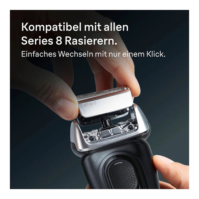 Braun Series 8 Cabezal de Afeitado Recambio 3 Hojas, Negro Acero Inoxidable, 83M, Compatible con Series 8