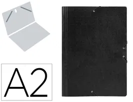 Liderpapel Carpeta de Planos A2 Cartón Gofrado con Gomas Negro