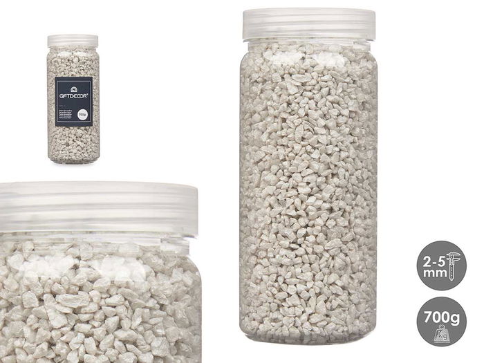 Giftdecor Bote de Piedras Decorativas 700 gr, Metalizada, Granulometría 2-5 mm, Color Gris, Dimensiones 6.5 x 6.5 x 15.8 cm (Set de 12) Giftdecor Bote de Piedras Decorativas 700 gr, Metalizada, Granulometría 2-5 mm, Color Gris, Dimensiones 6.5 x 6.5 x 15.8 cm (Set de 12)