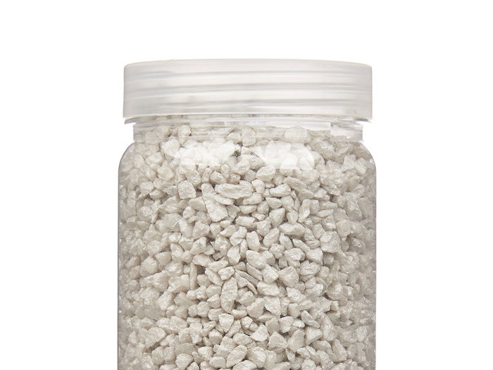 Giftdecor Bote de Piedras Decorativas 700 gr, Metalizada, Granulometría 2-5 mm, Color Gris, Dimensiones 6.5 x 6.5 x 15.8 cm (Set de 12)