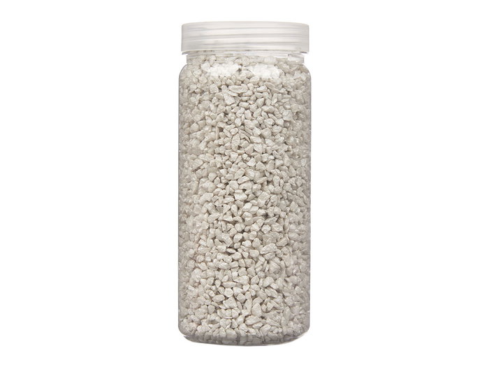 Giftdecor Bote de Piedras Decorativas 700 gr, Metalizada, Granulometría 2-5 mm, Color Gris, Dimensiones 6.5 x 6.5 x 15.8 cm (Set de 12)