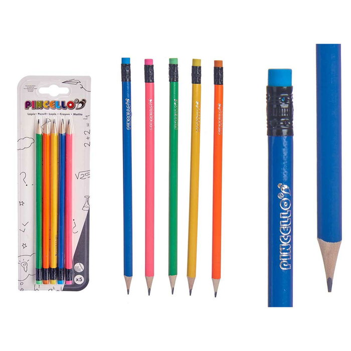 Set de Lápices Pincello Amarillo Azul Rojo Verde Naranja (12 Unidades)