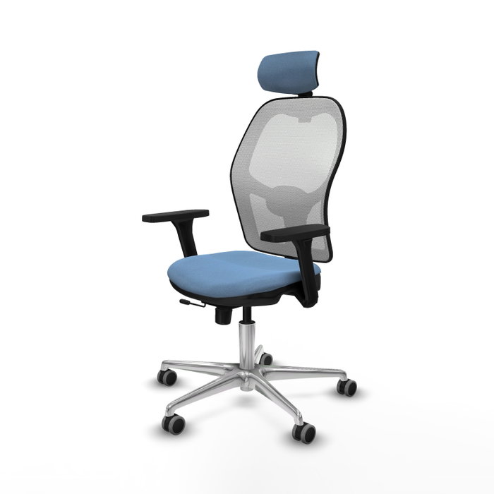 PIQUERAS Y CRESPO Silla de oficina Jorquera con mecanismo Sincro/Traslack, Azul cielo y Blanco