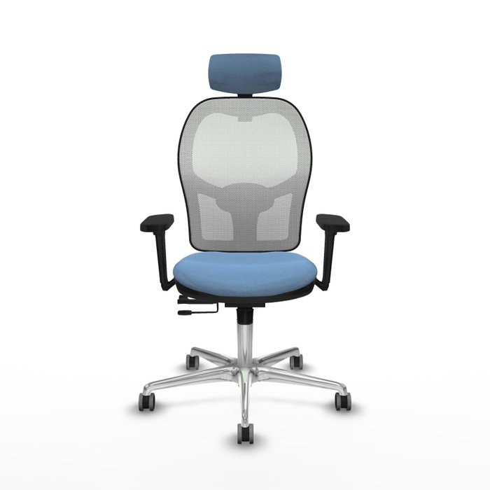 PIQUERAS Y CRESPO Silla de oficina Jorquera con mecanismo Sincro/Traslack, Azul cielo y Blanco