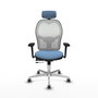 PIQUERAS Y CRESPO Silla de oficina Jorquera con mecanismo Sincro/Traslack, Azul cielo y Blanco