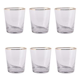 DKD Home Decor Vaso Transparente Dorado Cristal Set 6 Piezas (2 Unidades) 8x10x8 cm