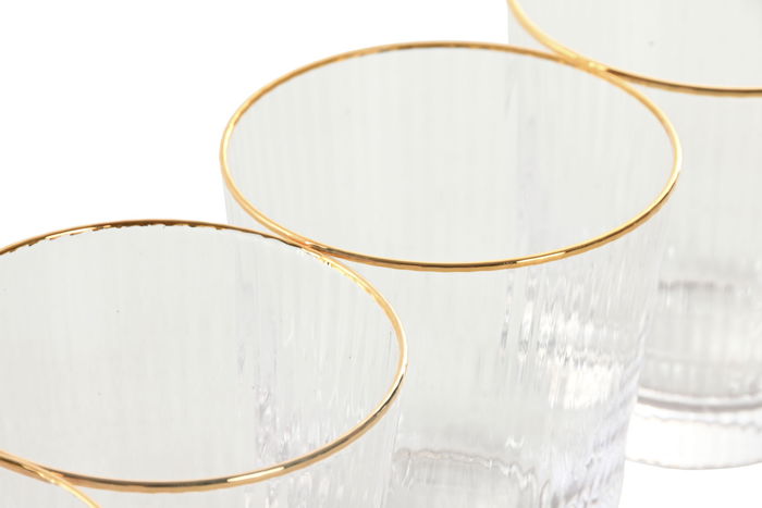 DKD Home Decor Vaso Transparente Dorado Cristal Set 6 Piezas (2 Unidades) 8x10x8 cm