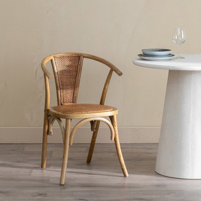 Silla Marrón Madera-Ratán 55 X 50 X 81 cm