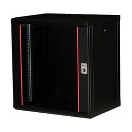 EQUIP EPM-12-6045-B-CBAA Bastidor de Pared para Red 19" / 12U, Puerta Frontal de Cristal, Acero, 600x450mm, Negro, con Rieles, Bloqueo y Kit de Montaje