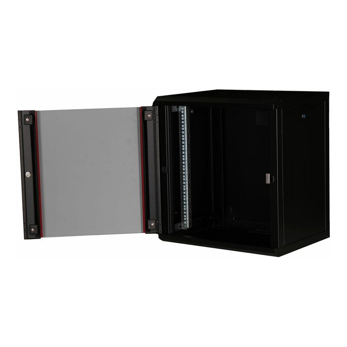 EQUIP EPM-12-6045-B-CBAA Bastidor de Pared para Red 19" / 12U, Puerta Frontal de Cristal, Acero, 600x450mm, Negro, con Rieles, Bloqueo y Kit de Montaje