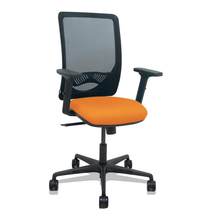 PIQUERAS Y CRESPO Silla Zulema con Mecanismo Sincro, Respaldo Malla Negro y Asiento Naranja PIQUERAS Y CRESPO Silla Zulema con Mecanismo Sincro, Respaldo Malla Negro y Asiento Naranja