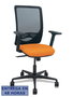 PIQUERAS Y CRESPO Silla Zulema con Mecanismo Sincro, Respaldo Malla Negro y Asiento Naranja