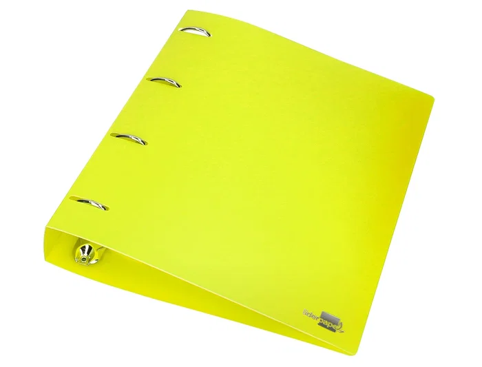 Liderpapel Carpeta 4 anillas 40 mm Polipropileno DIN A4 Amarillo Fluor Opaco
