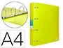 Liderpapel Carpeta 4 anillas 40 mm Polipropileno DIN A4 Amarillo Fluor Opaco