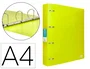 Liderpapel Carpeta 4 anillas 40 mm Polipropileno DIN A4 Amarillo Fluor Opaco