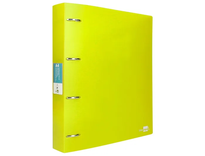 Liderpapel Carpeta 4 anillas 40 mm Polipropileno DIN A4 Amarillo Fluor Opaco