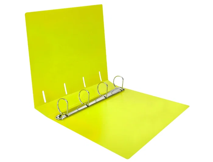 Liderpapel Carpeta 4 anillas 40 mm Polipropileno DIN A4 Amarillo Fluor Opaco