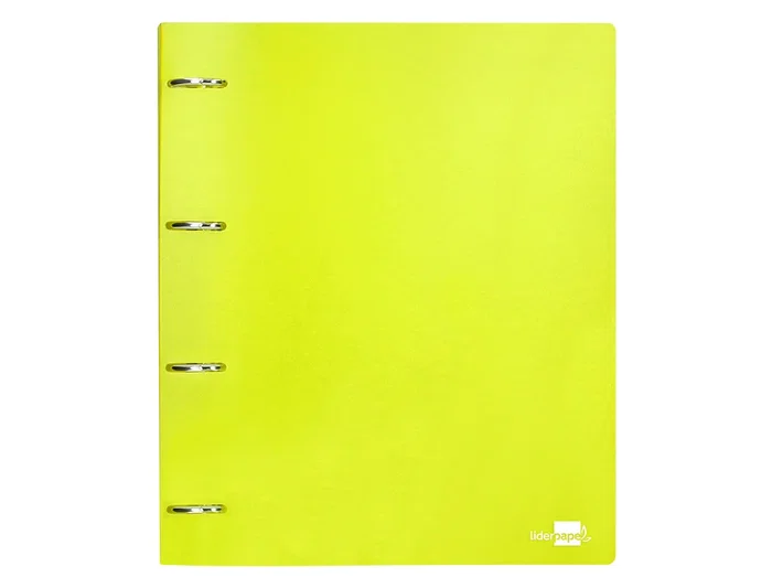 Liderpapel Carpeta 4 anillas 40 mm Polipropileno DIN A4 Amarillo Fluor Opaco