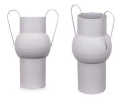 Giftdecor Jarron Acero Abombado Gris Pastel 22 x 32 x 14 cm (Set de 6)