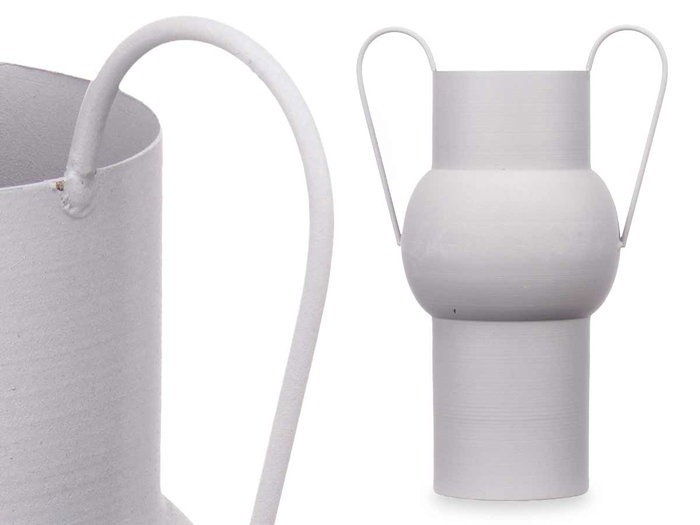 Giftdecor Jarron Acero Abombado Gris Pastel 22 x 32 x 14 cm (Set de 6)