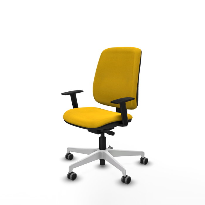 PIQUERAS Y CRESPO Silla de oficina Alares Amarillo con mecanismo Sincro/Traslack, Brazos 1D y Base Blanca