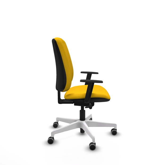 PIQUERAS Y CRESPO Silla de oficina Alares Amarillo con mecanismo Sincro/Traslack, Brazos 1D y Base Blanca