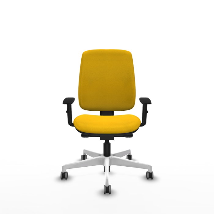 PIQUERAS Y CRESPO Silla de oficina Alares Amarillo con mecanismo Sincro/Traslack, Brazos 1D y Base Blanca