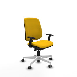 PIQUERAS Y CRESPO Silla de oficina Alares Amarillo con mecanismo Sincro/Traslack, Brazos 1D y Base Blanca
