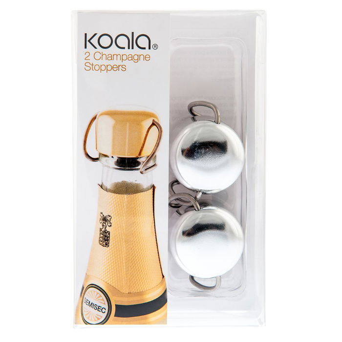 Set 2 Tapones Cava Metal y Silicona Bodega Koala 5x3,4x3 cm (6 Unidades)