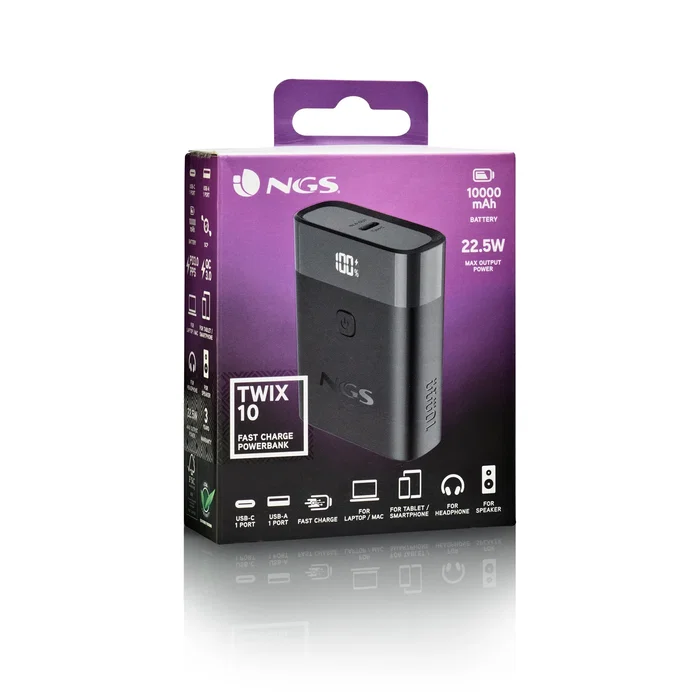 Powerbank 10000mah ngs twix10 22.5w negra
