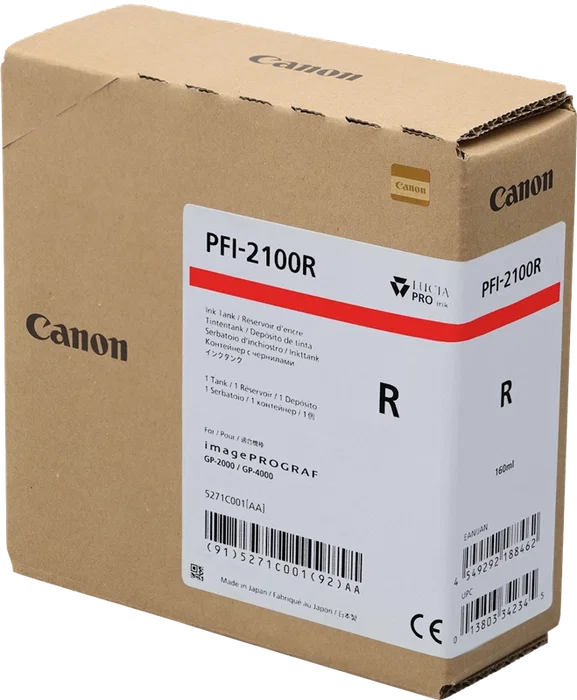 Canon PFI-2100R Cartucho de Tinta Rojo 160ml Canon PFI-2100R Cartucho de Tinta Rojo 160ml