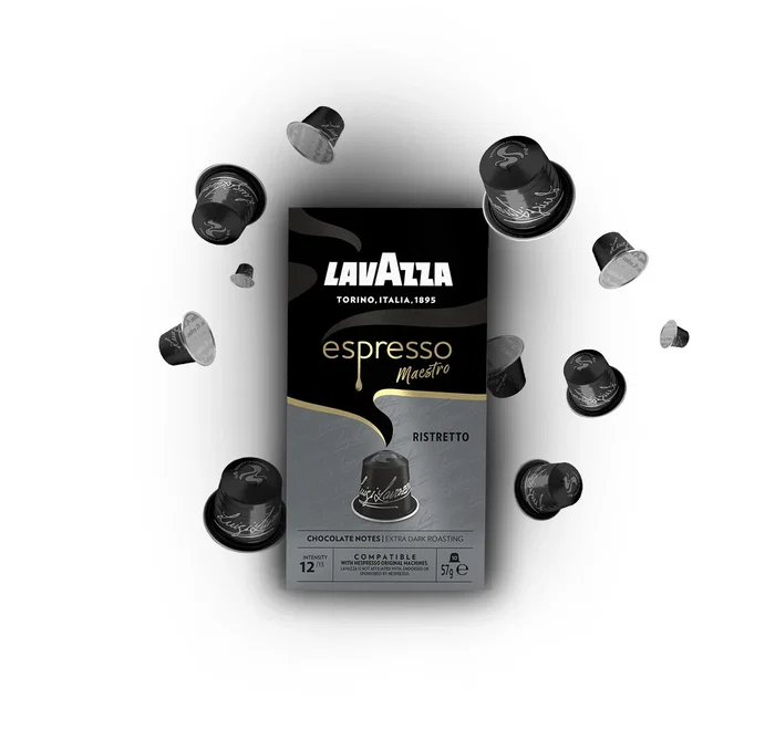 Lavazza Espresso Maestro Ristretto - Cápsulas de café para cafeteras Nespresso - Tueste oscuro - Intensidad 12/13 - Caja de 10 unidades