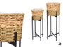 Ibergarden Set de 2 Maceteros de Mimbre Trenzado con Patas de Metal, 25x25x67 cm y 20x20x57 cm, Estilo Rústico (Set de 6)