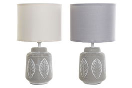 DKD Home Decor Lámpara Sobremesa Romántico Gris Beige 4 Unidades 19 x 34 x 19 cm