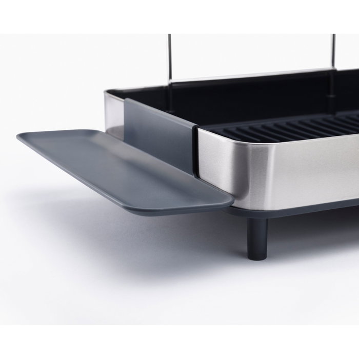 Joseph Joseph Excel Escurridor de platos de acero inoxidable de 2 niveles con bandeja de goteo de acero