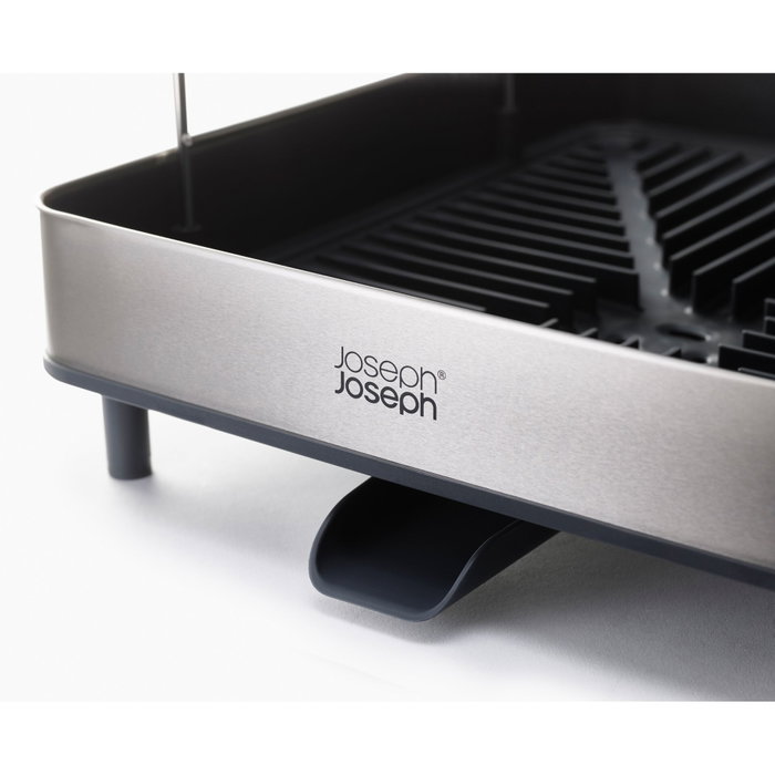 Joseph Joseph Excel Escurridor de platos de acero inoxidable de 2 niveles con bandeja de goteo de acero