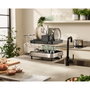 Joseph Joseph Excel Escurridor de platos de acero inoxidable de 2 niveles con bandeja de goteo de acero