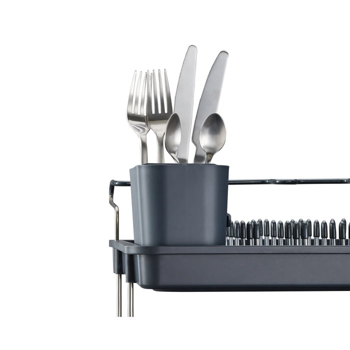 Joseph Joseph Excel Escurridor de platos de acero inoxidable de 2 niveles con bandeja de goteo de acero
