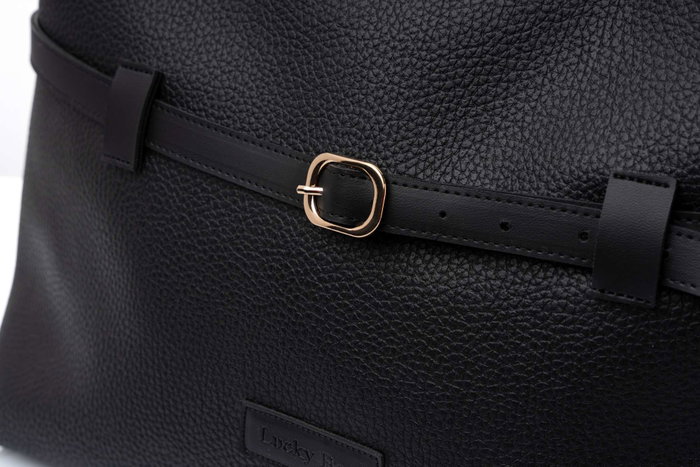 Lucky Bees Grace - Black Bolso de Hombro Negro Cuero de Polivinilo 40x16x27cm Lucky Bees Grace - Black Bolso de Hombro Negro Cuero de Polivinilo 40x16x27cm