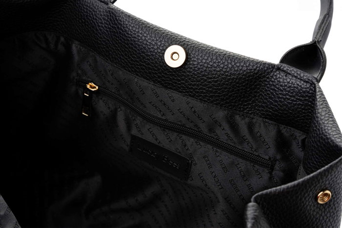 Lucky Bees Grace - Black Bolso de Hombro Negro Cuero de Polivinilo 40x16x27cm Lucky Bees Grace - Black Bolso de Hombro Negro Cuero de Polivinilo 40x16x27cm