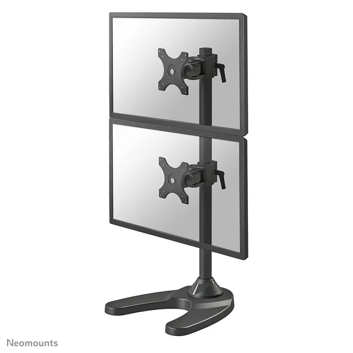 Neomounts FPMA-D700DDV Soporte de Escritorio para 2 Monitores hasta 27" (68.6 cm), Ajustable en Altura, Inclinación y Rotación, VESA 100x100/75x75, Color Negro