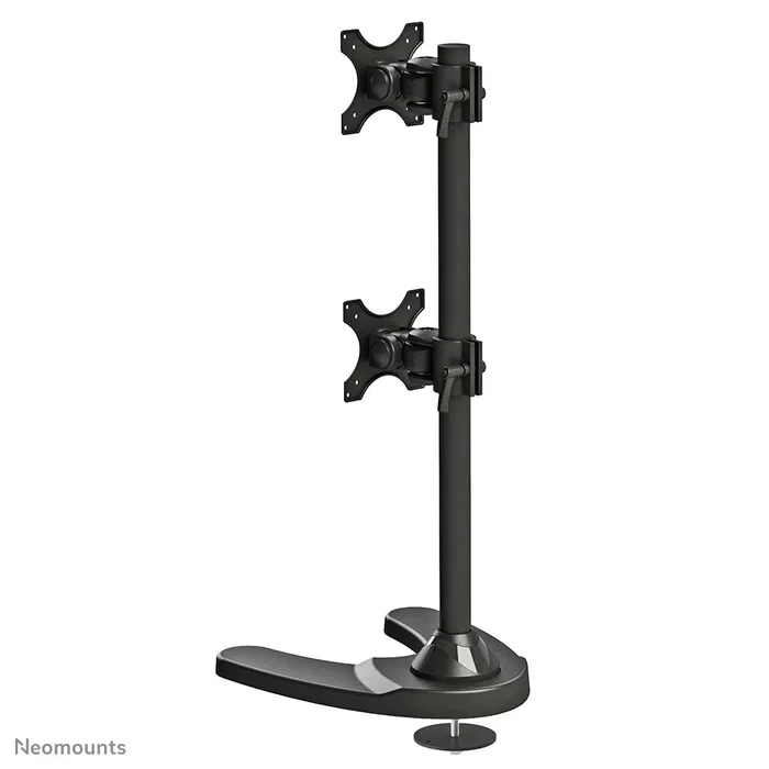 Neomounts FPMA-D700DDV Soporte de Escritorio para 2 Monitores hasta 27" (68.6 cm), Ajustable en Altura, Inclinación y Rotación, VESA 100x100/75x75, Color Negro